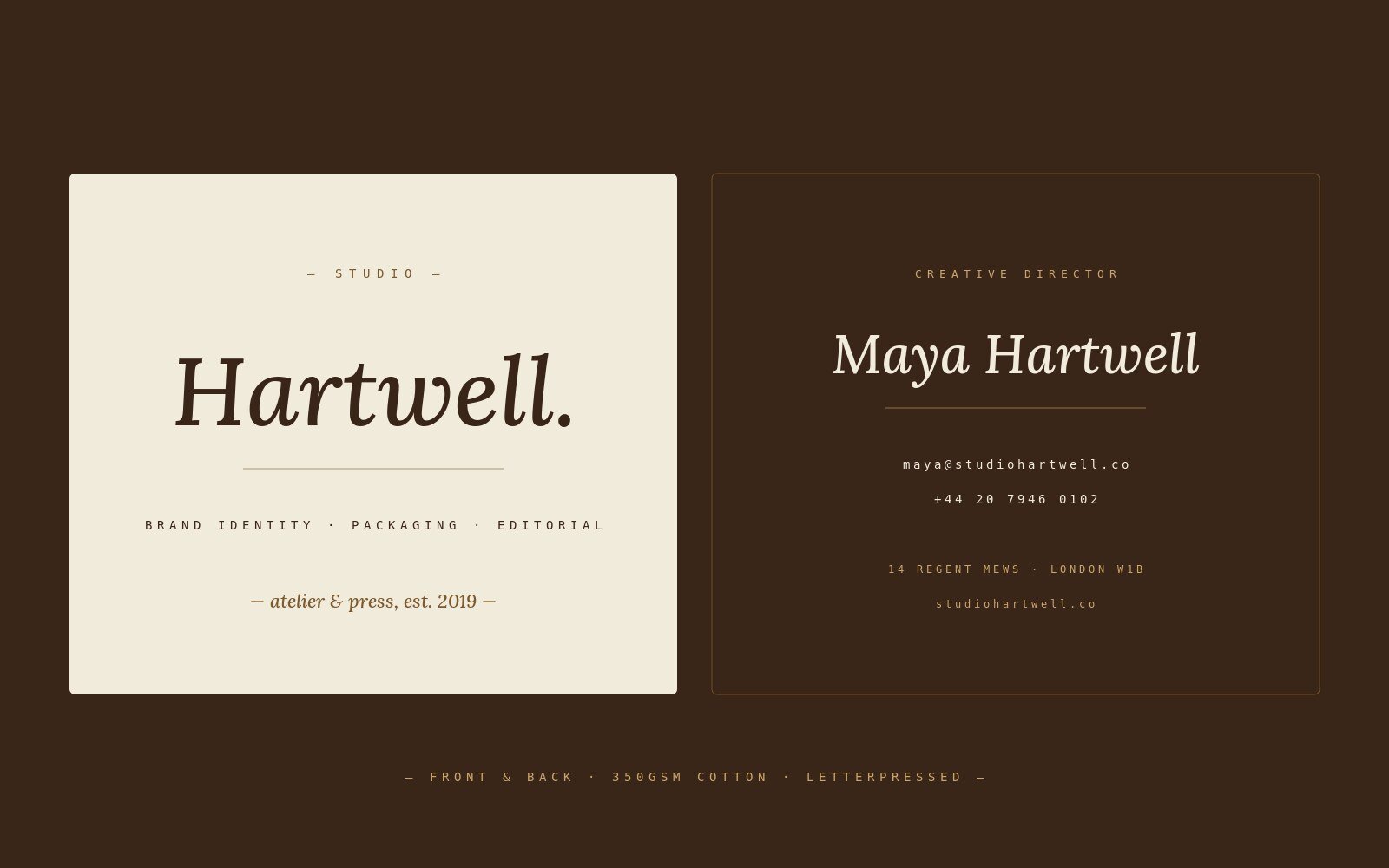 Studio Hartwell business card